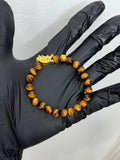 24k Gold Dragon & Bead Bracelet Tiger Eye